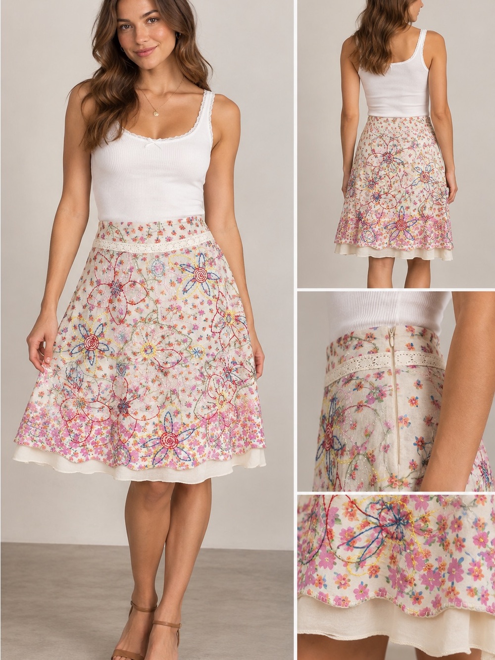 Tribal 100% cotton embroidered skirt.
